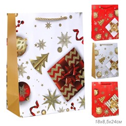 Пакет подарочный 18х24х8,5 / 5670-S /уп 12/720/ микс Новый год