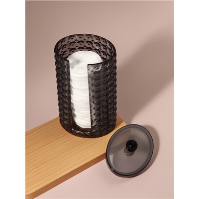 Органайзер для ватных дисков «Black Secret», с крышкой, 18×10×7.5 см, чёрный