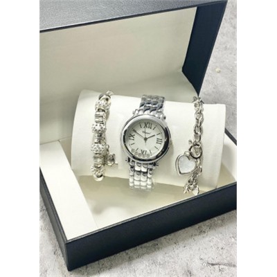Подарочный набор для женщин часы, 2 браслета + коробка #22853015