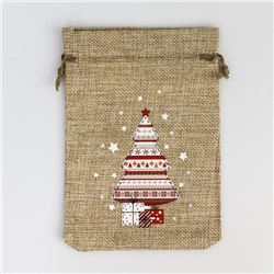 Мешочек новогодний подарочный с термонаклейкой «Подарки», 16×24 см ± 1.5 см