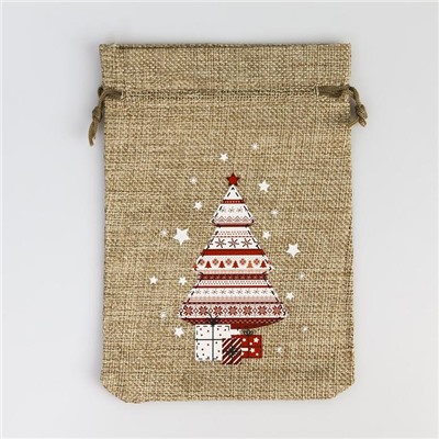 Мешочек новогодний подарочный с термонаклейкой «Подарки», 16×24 см ± 1.5 см