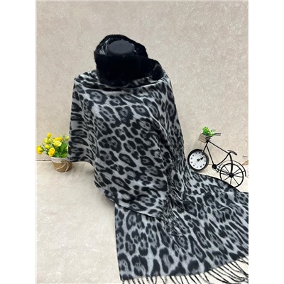 Мягкий палантин из кашемира с норковым воротником мультицвет