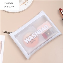 Косметичка Washbag прямоугольная, прозрачная, плоская, 16,5х12 см, ПВХ, на замке-молнии, цвета в ассортименте