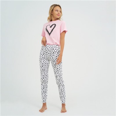 Пижама женская (футболка, брюки) KAFTAN Heart, размер 52-54