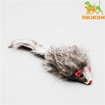 Мышь из натурального меха, 7.5 см, тёмно-серая
