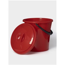 Ведро с крышкой и сливом, 10 л, d=32 см, h=26 см, МИКС