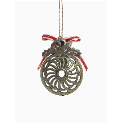 Ёлочная игрушка «Шар ажурный» 8×10 см, золото