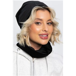 Комплект шапка шестиклинка и снуд (черный) ШШС4-23М