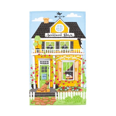 Набор кухонных полотенец Доляна «Любимый дом», 35×60 см-4 шт., 100% хлопок