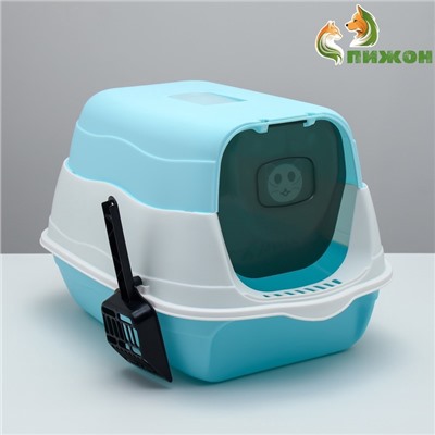 Туалет закрытый 2-в-1 со съёмным верхом 34×50×33 см, голубой