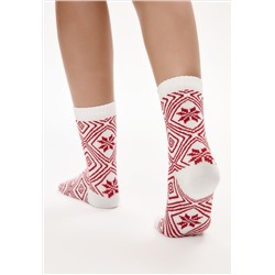 Набор женских носков 2 пары с узором, цвет красный / синий