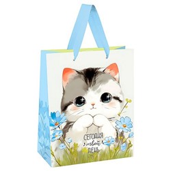 Пакет бумажный 18х23х10 см "Милый котенок" мат. лам. MS_66121 (382262) MESHU