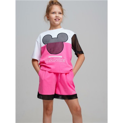 Комплект трикотажный для девочек: фуфайка (футболка), шорты