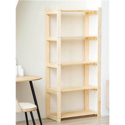 Стеллаж деревянный, 5 полок, 170×74×37.5 см, хвоя, усиленный, напольный, «Добропаровъ»