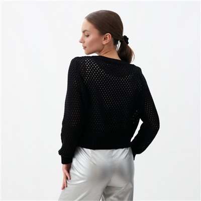 Джемпер сетка женский MIST Knitwear, размер 44-46, чёрный