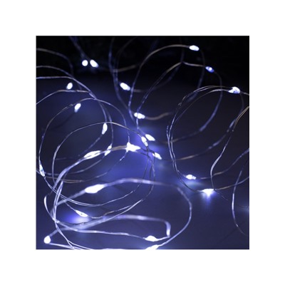 Гирлянда «Нить» 10 м роса, IP20, серебристая нить, 100 LED, свечение белое, мерцание белым, 12 В
