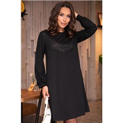 Платье Игра на контрасте (черное) П12642-1
