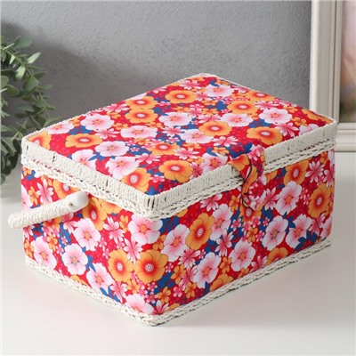 Шкатулка для рукоделия и шитья «Японский сад», хранение ниток, иголок, мелочи, 19×26×14.5 см