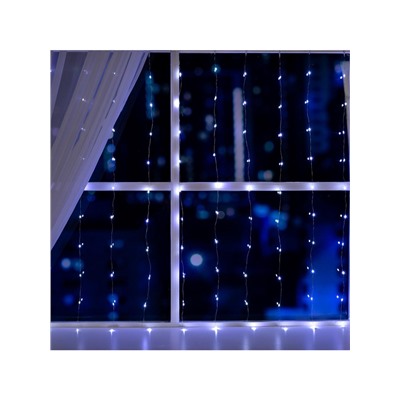 Гирлянда «Занавес» 1×1 м роса, IP20, серебристая нить, 100 LED, свечение белое, 12 В