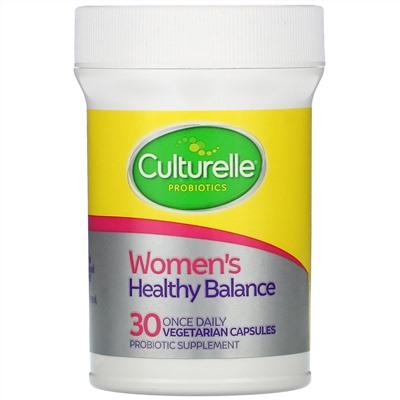Culturelle, пробиотики, здоровый баланс для женщин, 30 вегетарианских капсул для ежедневного одноразового приема