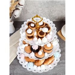 Ваза для канапе 3-х ярусная 18/22/27 Круг белая / D-1262 /уп 80/ Пластик/689065