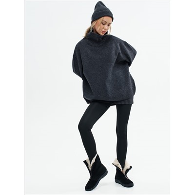 Ботинки женские чёрные замшевые на молнии, литая подошва