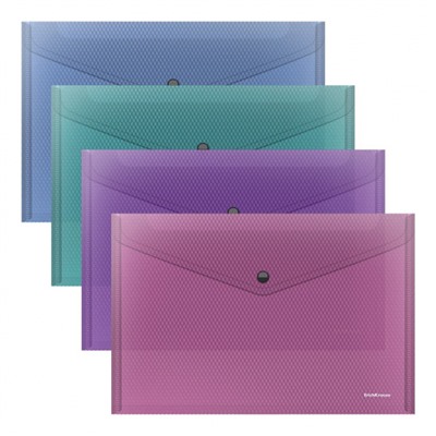 Папка с кнопкой  А4 180мкм 50314 Glossy Vivid полупрозрачная ассорти ErichKrause