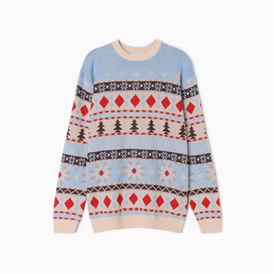 Свитер вязаный новогодний детский KAFTAN Scandinavia, размер 32 (110-116 см), голубой