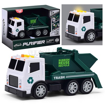 Машина "Мусоровоз" с ковшом, 1:32 (свет, звук) в коробке