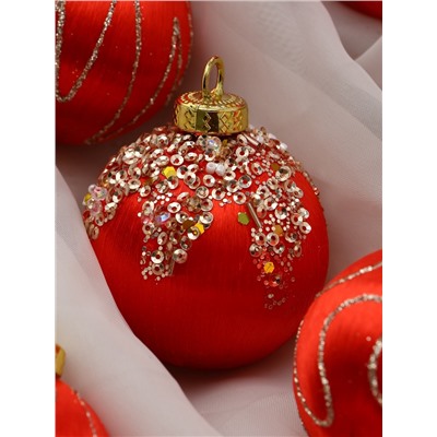 Ёлочные игрушки «Капризы зимы», шары новогодние, d=6 см, 12 шт., красный