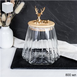 Сахарница бамбуковая крышка с фигуркой 800 мл 13х11 см / 7606 /уп 48/ новогодняя