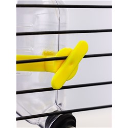 Поилка для грызунов с металлическим носиком 60 мл, 12×4 см, прозрачная с жёлтым креплением