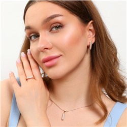 Комплект ювелирная бижутерия коллекция "Дубай" дорожка серьги, кулон и кольцо 17 р, покрытие: позолота, вставка: цирконы, цвет: прозрачный, арт.213.819-17