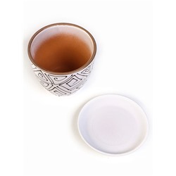 Горшок для цветов «Абстракция», 1 л, d=15 см, h=13 см, керамический, с поддоном, белый