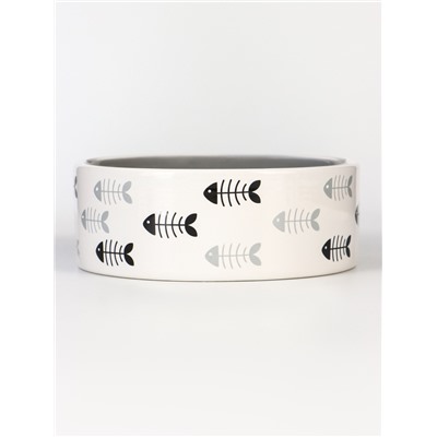 Миска «Рыбные косточки», 300 мл, 12.5×4.5 см, керамика, серая, белая