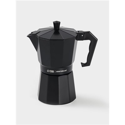Кофеварка гейзерная Доляна Alum black, на 6 чашек, 300 мл, цвет чёрный
