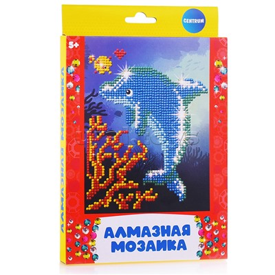 Алмазная мозаика "Дельфин" 20х15см, частичное заполнение