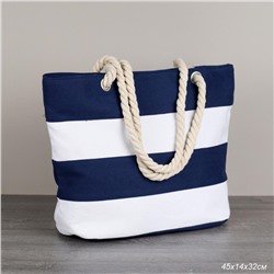 Сумка пляжная на молнии 45х32х14 см сине-белый / BB4 /уп 1/