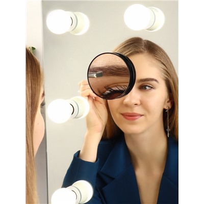 Зеркало макияжное, увеличение ×10, на присосках, d=9 см, чёрное