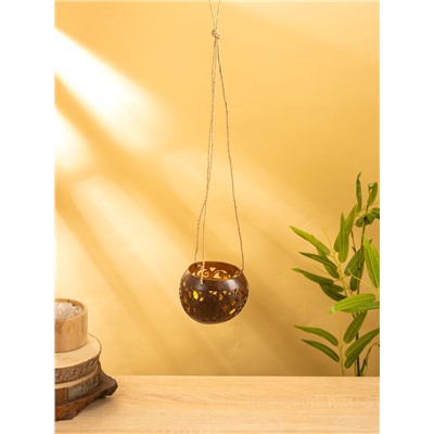 Подсвечник подвесной из кокоса, 9-12 см, коричневый