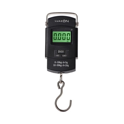 Весы-безмен Luazon LV-505, электронные, до 50 кг, точность до 10 г, подсветка, чёрные