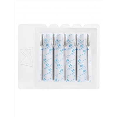 MANITA Фреза алмазная капля большая для аппаратного маникюра 866.104.260.120.040 ФАК-4,0 12С, синяя насечка, ø 4,0 мм, 5 шт. 28369