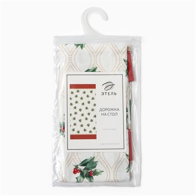 Дорожка на стол Этель «Новогоднее украшение» 30×70 см, 100% хлопок, саржа 190 г/м², бежевая/красная