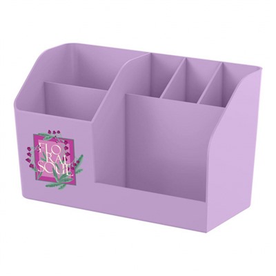 Подставка для письменных принадлежностей "Submarine" Floral Soul фиолетовая 8,5х10х17,2 см 6 отделений 61604 ErichKrause