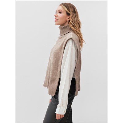 Джемпер - пончо женский MINAKU: Casual collection, бежевый, размер 48