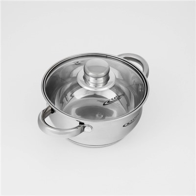 Набор кастрюль «Гретта», 3 предмета: 1.6 л, 2.2 л, 3.2 л, капсульное дно, индукция, нержавеющая сталь, AISI - 201