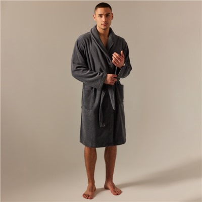 Халат махровый мужской SL HOME: Basic «Гри Сандре», размер S, хлопок 100%, тёмно-серый