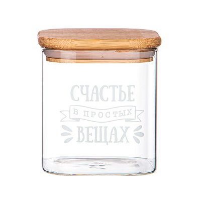 Емкость для сыпучих 1100мл 10*10*15см боросилик. стекло Agness NATIVE