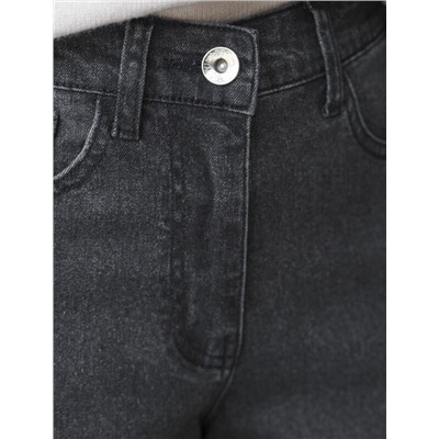 Джинсы трубы широкие с декоративной стиркой из эластичного денима