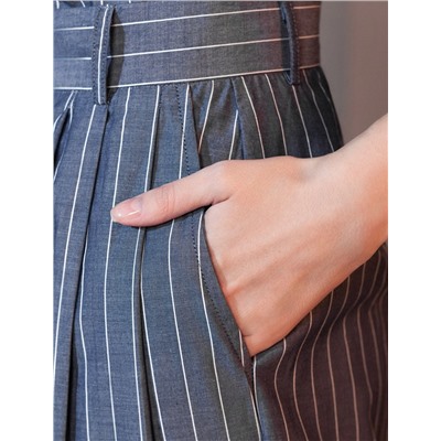 Брюки палаццо в полоску из легкого хлопкового поплина